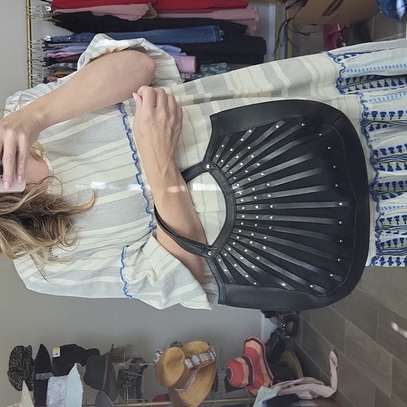 Max New York Leather Straps Mesh Studded Purse - Picture 2 of 14